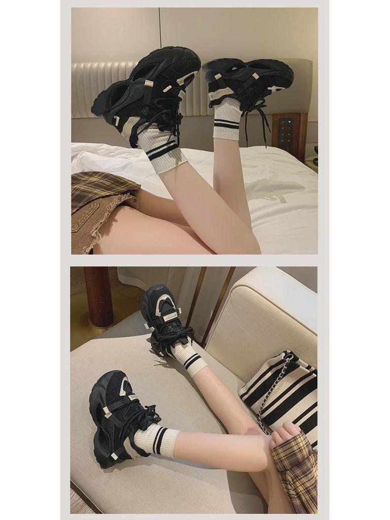2025 Women's Korean Style Thick-Soled Running Shoes, FB7703: Height-Enhancing, Casual, Spring Sneakers for Students