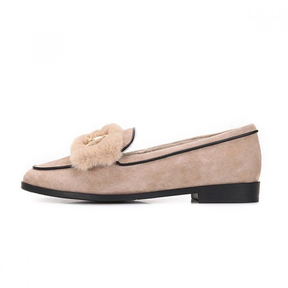 Barbara Suede Fur Gold Decor Loafer 2cm Bbf554be