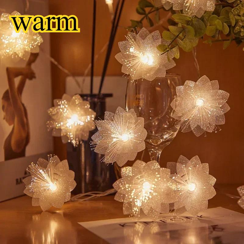 

Fiber optic flower light string battery powered fairy light artificial flower suitable for bedroom, birthday, wedding, party, holiday decoration 1.5m10led-warm