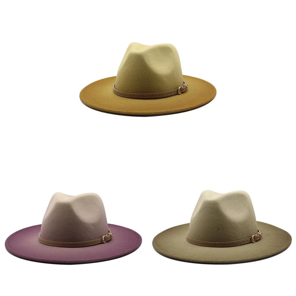Cappello da Sole Classico Britannico da Donna in Feltro di Lana con Ampia Falda per la Moda Estiva