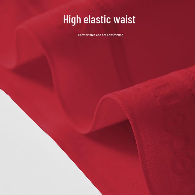 Duoduomian Damen Glücksrot Antibakterielle Baumwolle Mid-Waist Unterwäsche 3er-Pack
