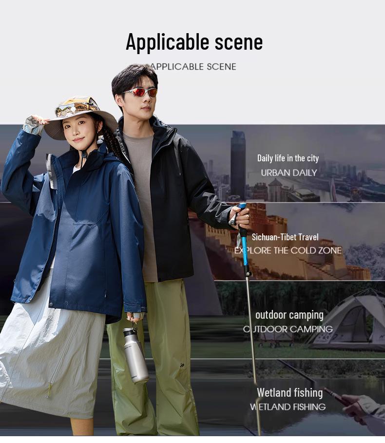 Unisex Three-in-One Detachable Ski Jacket with Warm Fleece for Autumn/Winter 2025 Mountaineering
