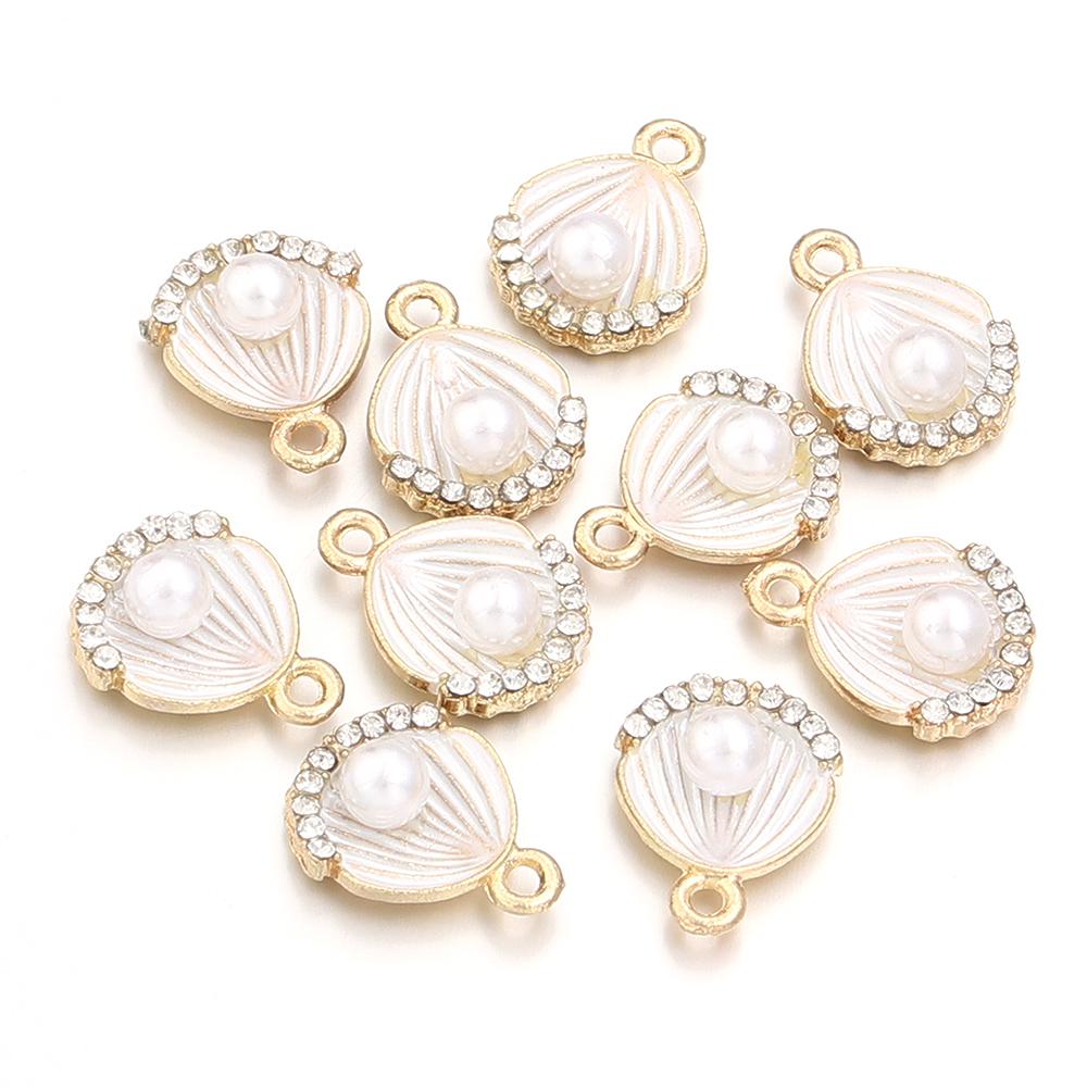 10pcs/lot Alloy Enamel Pendant Colorful Scallop Starfish Shell Shape Charms For DIY Fashion Earring Necklace Jewelry Accessories