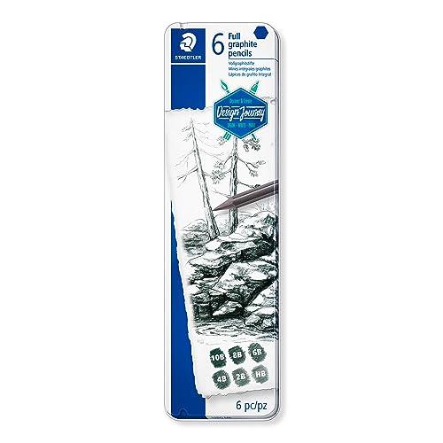 

Staedtler full graphite pencil Design Journey, metallic lustre in a wide variety of gray tones, 6 full graphite pencils in assorted degrees in metal c