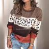 2025 Spring Leopard Print Knit Pullover - Plus Size Fashion Sweater