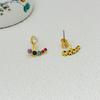 Simple Temperament Versatile Light Luxury Color Zircon Arc Stud Earrings Design Earrings