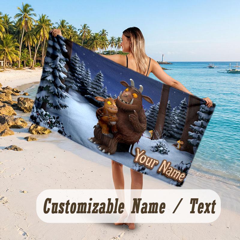 Personalized Beach Towel,The Gruffalo Custom Printed Name Text, Super Absorbent Towel For Beach Vacation