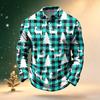 Men's Golf Shirt Long Sleeve Casual Christmas Print Quick-Dry Mesh Top