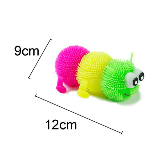 Glowing Hair Puffer Caterpillar Soft Anti-Stress Sensory Fidget Kids Squeeze Toy