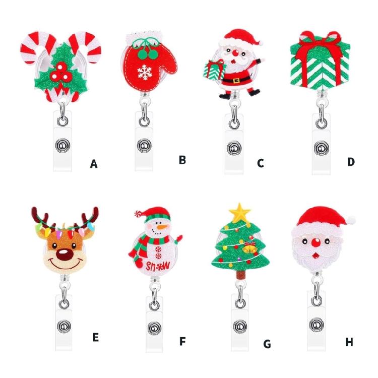 Christmas Badge Holder with Belt Clip Spring Loaded Retractable ABS Badge Holder for Doctor Nurse Student Teacher