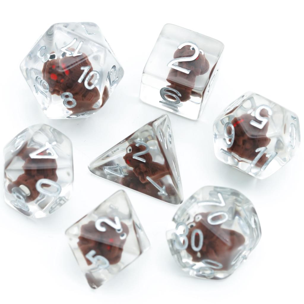 Cusdie Cute Animals DnD Dice Resin D4 D6 D8 D10 D% D12 D20 Polyhedral Dice Set for D&D Pathfinder Role Playing Table Board Games