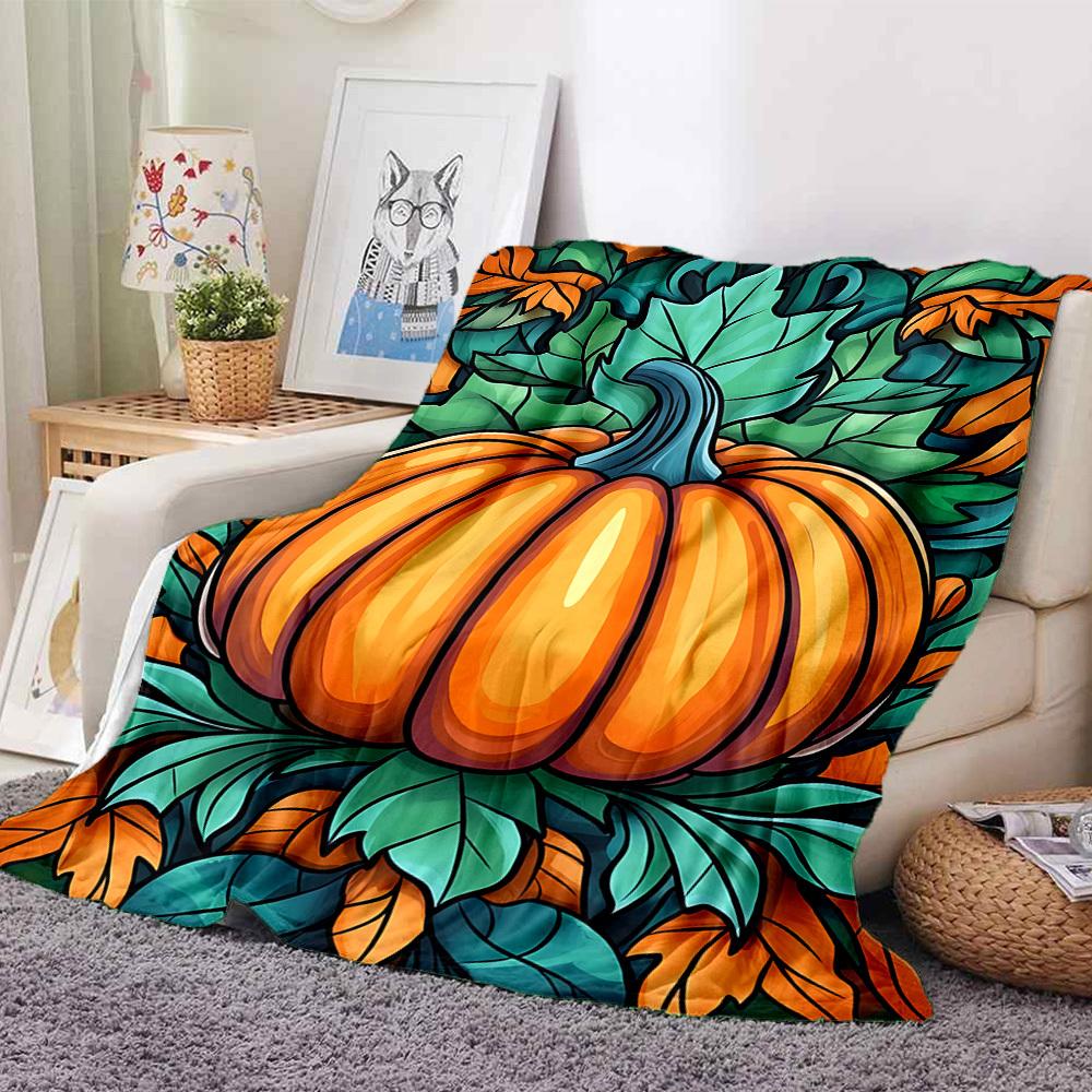 1pc Pumpkin Halloween Blanket, Lightweight Flannel Throw Blanket for Sofa, Bed, Travel, Camping, Living Room, Office, Couch, Chair, and Bed