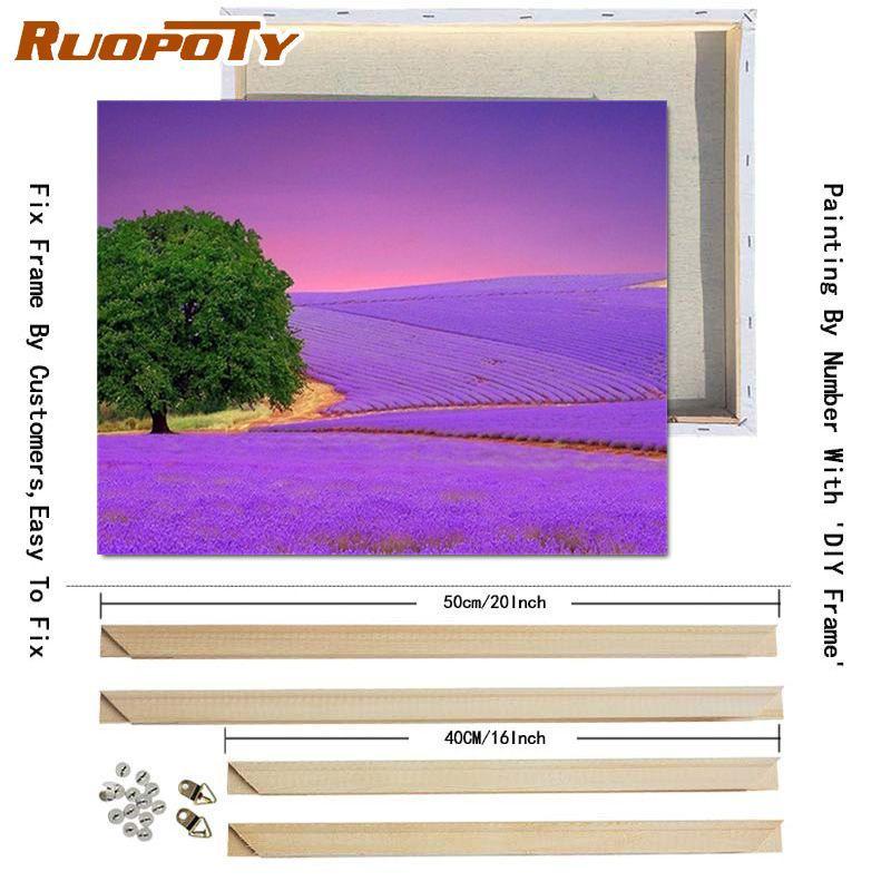 RUOPOTY Painting By Number Lavender Landscape Handpainted Unique Gift Picture Coloring By Numbers Balloon Children's Room Decor