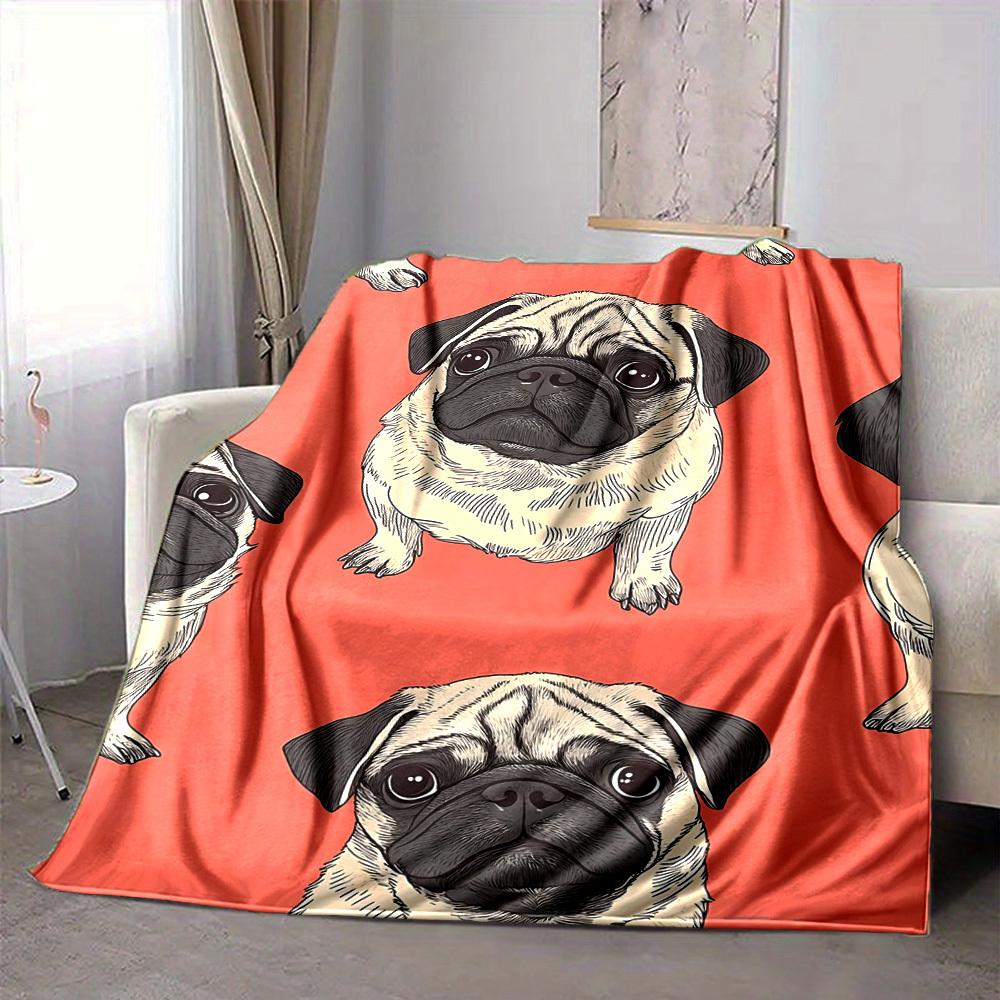 1pc Pug Blanket Warm, Cozy, And Soft, Suitable for Sofas, Beds, Cars, And Office Use.Perfect for Camping And Travel, Making It a Great Gift for Any Se