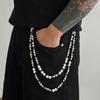 Mode Doppellagige Hosenkette Hip Hop Geschenk Strass Perlen Schlüsselanhänger Imitation Perle Hosen Jeans Kette Herren
