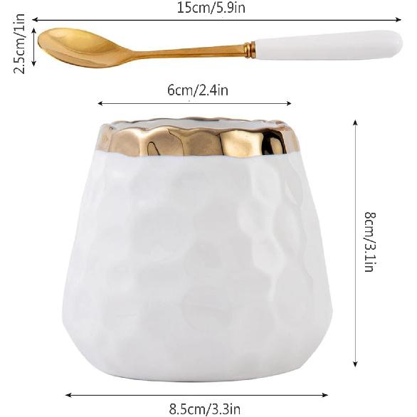 9 Pcs Coffee Spoon Set, Ceramic Jar with 8 Small Spoons Coffee Spoon, Tea Spoon, Ice CreamSpoon, Cake Spoon, Ceramic handle Spoons