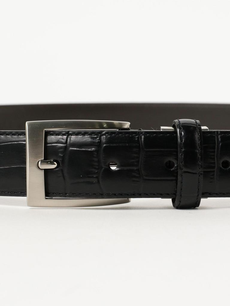 [BEAMS HART] Leather Belt, Crocodile Stamp Leather Belt, Men's, BLACK -
