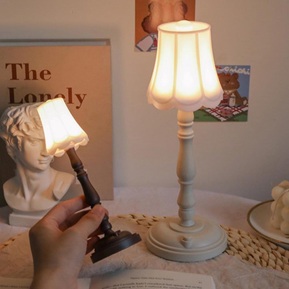 PDTO Mini LED Night Light Retro Style Table Bedside Lamp Small Desktop Decoration