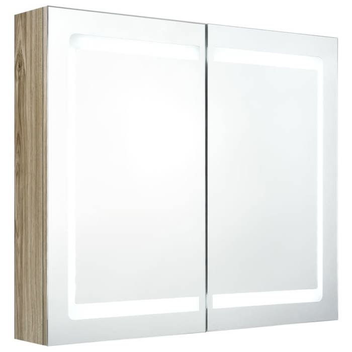 VidaXL Armoire de salle de bain à miroir LED Chêne 80x12x68 cm 326515