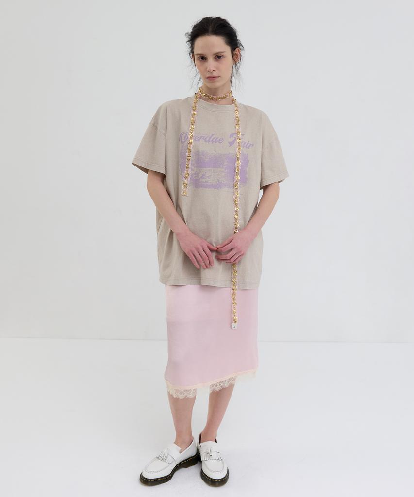 Obeodyupeulleeo New Vintage Printing T-Shirt_Glitter Beige
