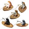 Fish Tank Decorations Creative Cat Fishing Boat Aquarium Ornament Resin Kitten Fishing Fish Tank Decor  Garden Pond Landscaping