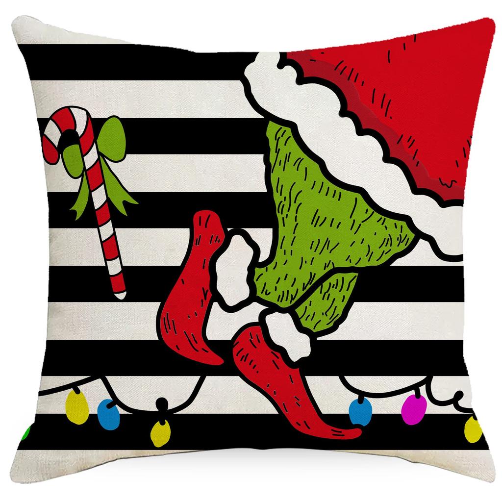 Christmas Happy Throw Pillow Cover, 18 X 18 Inch, Winter Holiday Cushion Cover Sofa Decor
