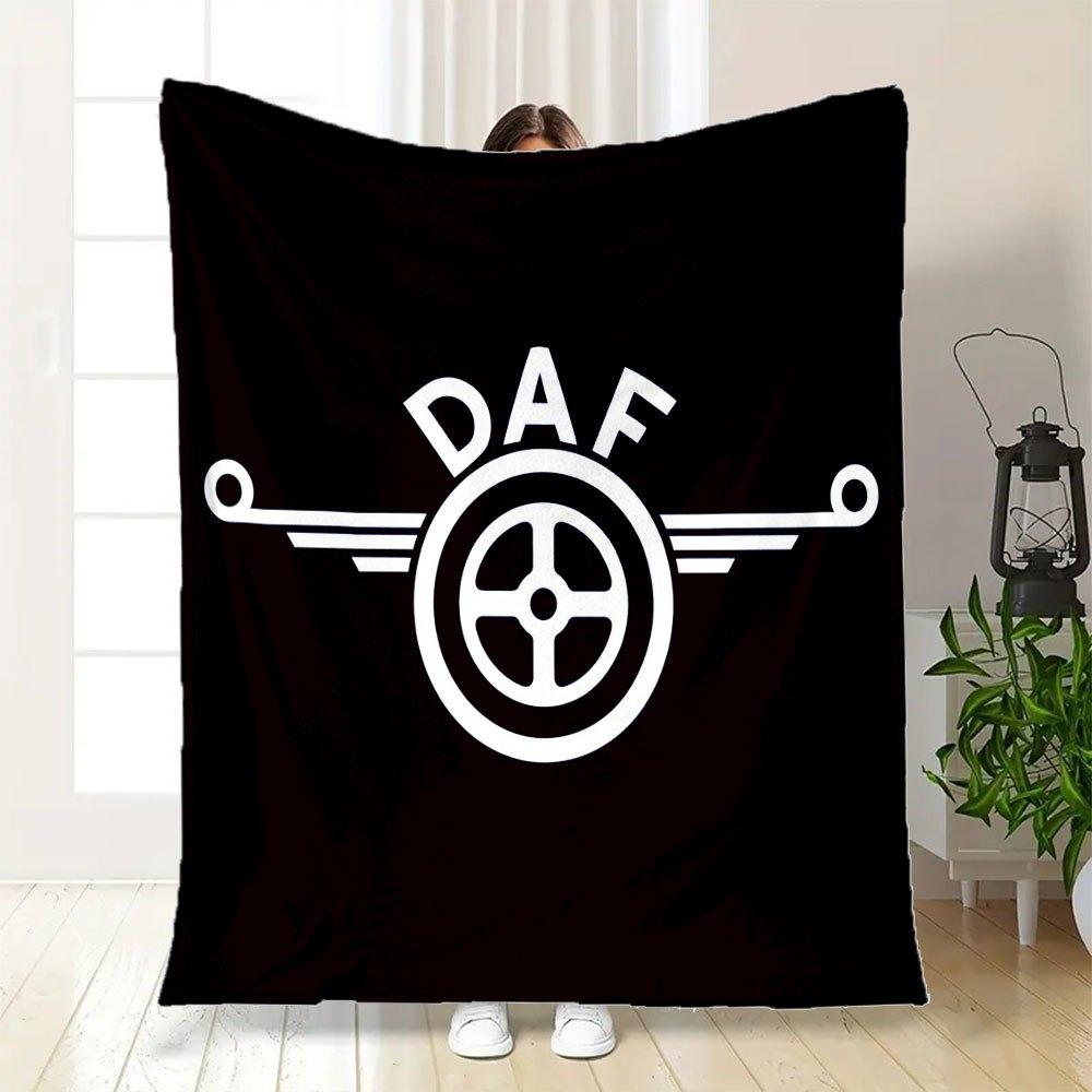DAF Logo Decal Sticker Car Window Bumper Laptop Vinyl WhiteBlanket Flannel Throw Blanket for Sofa, Bed, Travel, Camping, Office, Couch, Chai