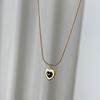 European and American Luxury Stainless Steel Enamel Heart Pendant Necklace Earrings Fashion Jewelry For Womens Set Accessory