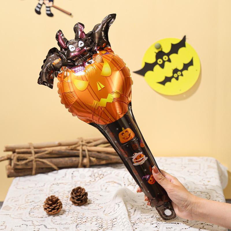 Halloween New Special-Shaped Medium Stick Baton Pumpkin Ghost Spider Holding Aluminum Film Funny Party Balloon