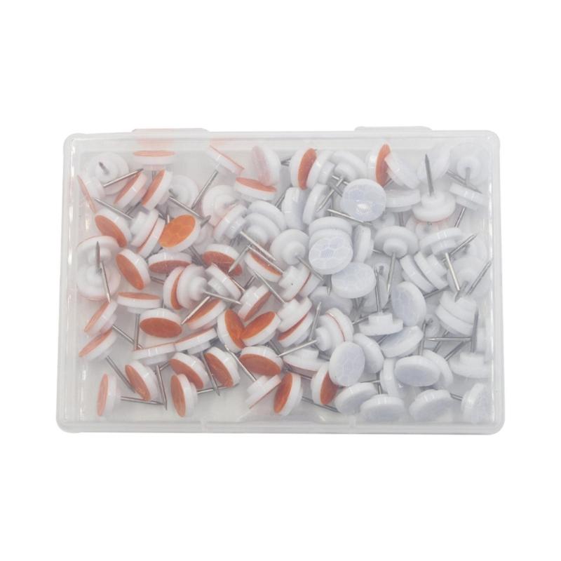 100 Pcs Reflective Thumb Tree Tacks Marking Tacks Reflective Tacks Trail Marking Reflectors Glow Tacks