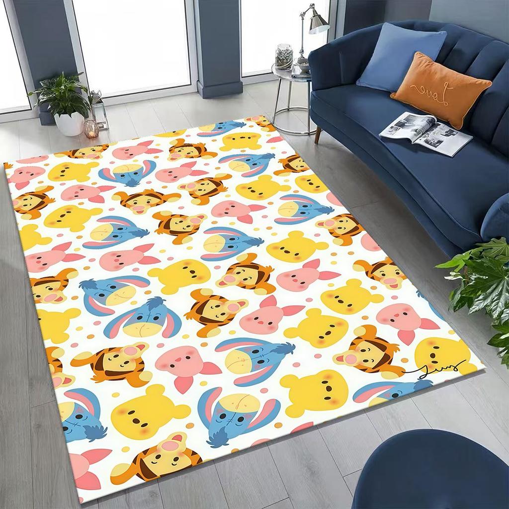New Cute Winnie Pooh Bear Cartoon Rug for Bedroom Living Room Sofa Home Doormat Decor, Large Kids Play Non-slip Floor Mat