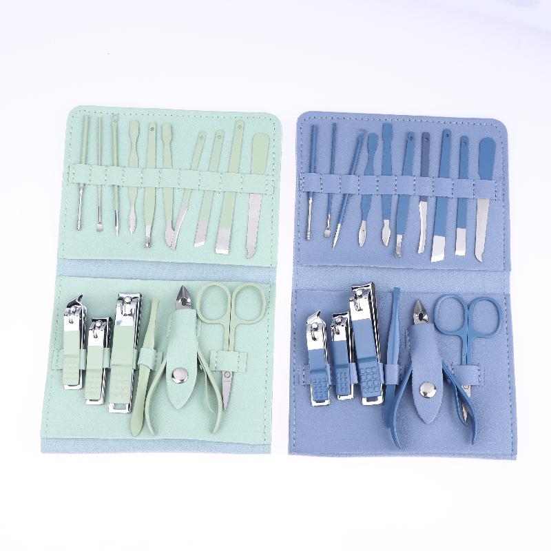 Premium 16-Piece Nail Grooming Kit For Home Stainless Steel Clippers Pedicure Set And Travel Case Included Manicure Set