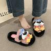 Niedliche Cartoon-Puppe Mädchen Hausschuhe Baumwollhausschuhe Herbst und Winter Nische Indoor Zuhause Rutschfest Warm Flauschige Hausschuhe