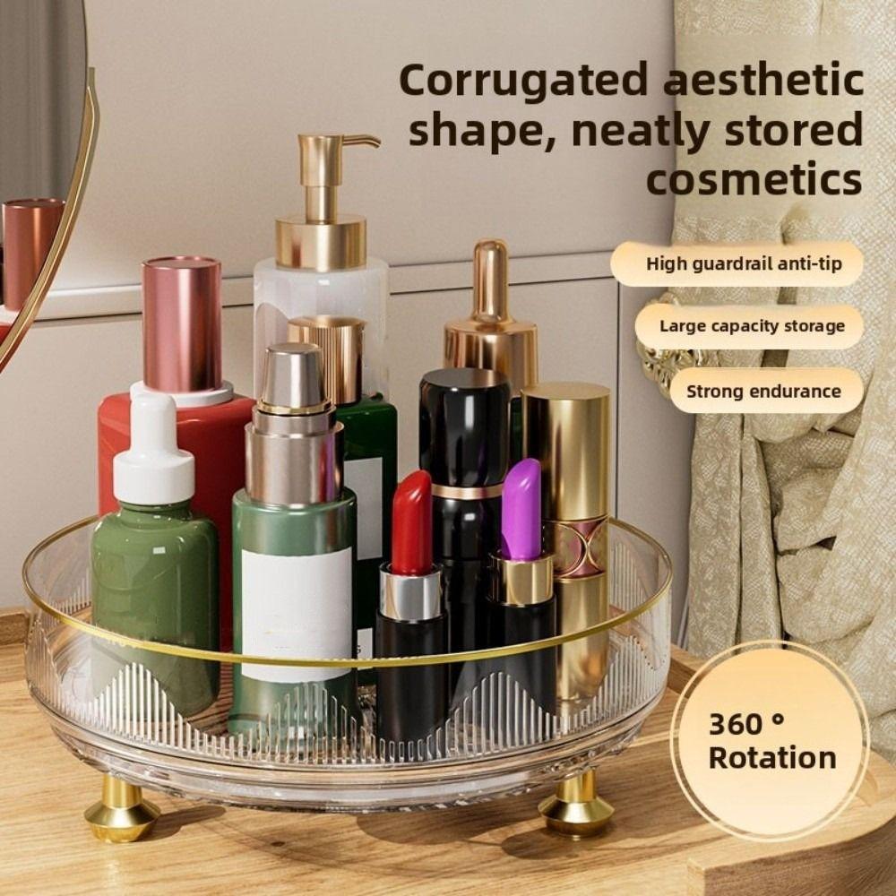 360°Rotating Rotating Spice Rack Clear Plastic Non-slip Base Rotating Container Bins Large Capacity Space Saving