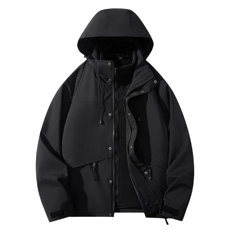 Men Women 3-in-1 Detachable Waterproof Windproof Hiking Jacket With Fleece Liner Winter Outdoor Activities
