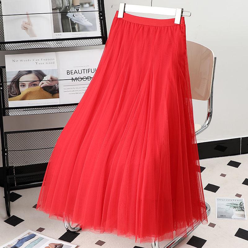 Damen Lila Mesh Midi Rock mit hoher Taille - 720° Schwung A-Linien Tüllrock für Square Dance und Fotoshootings