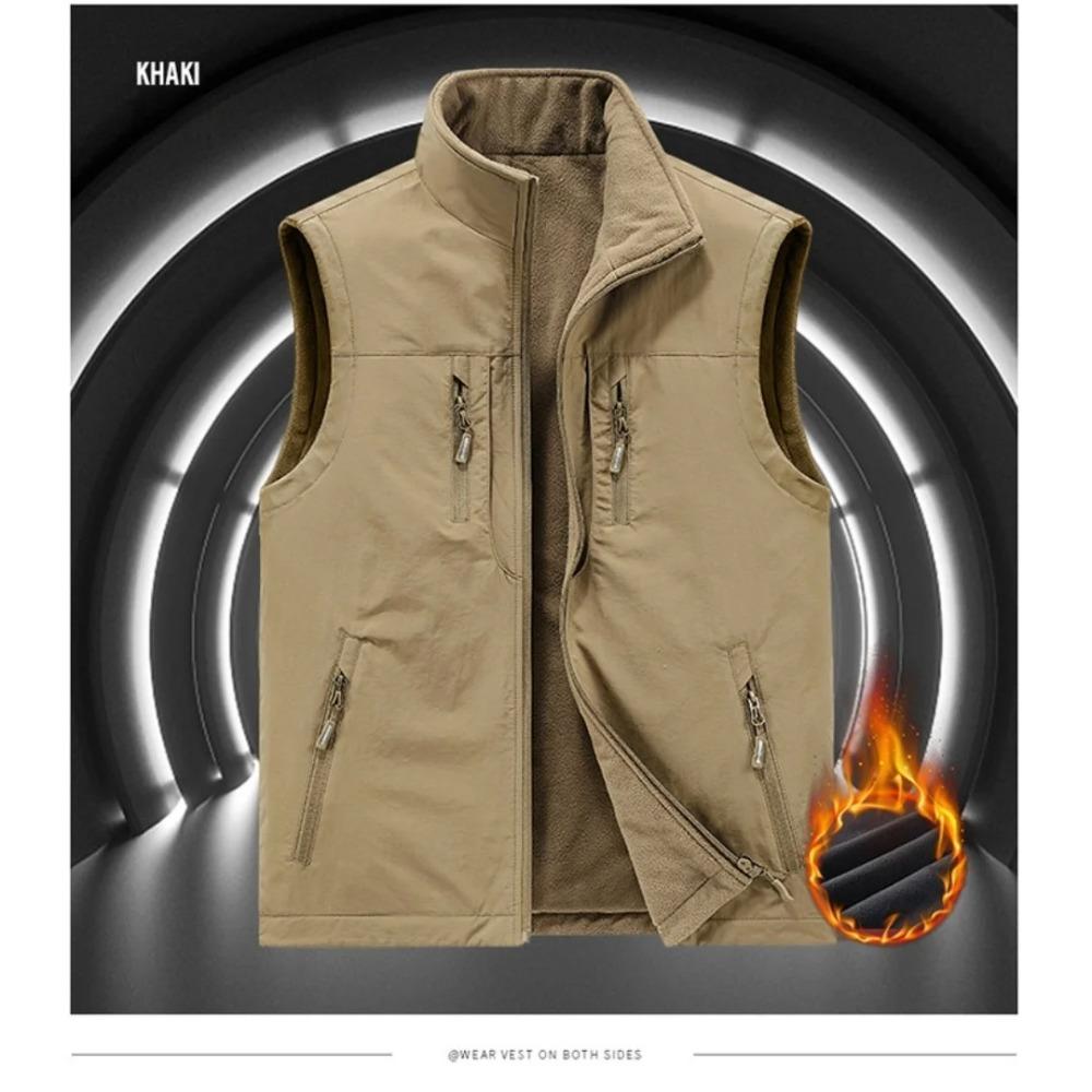 Autumn Winter Thickened fleece double-sided vest Men's Vest Jacket Warm Outerwear slim fit Jacket Casual Style Daily