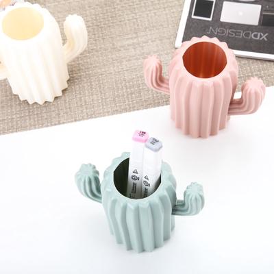 Cute Novelty Cactus Design Pen Plastic Pencil Holder Display Office Supplies Desk Accessories Durable Stationery Organizer