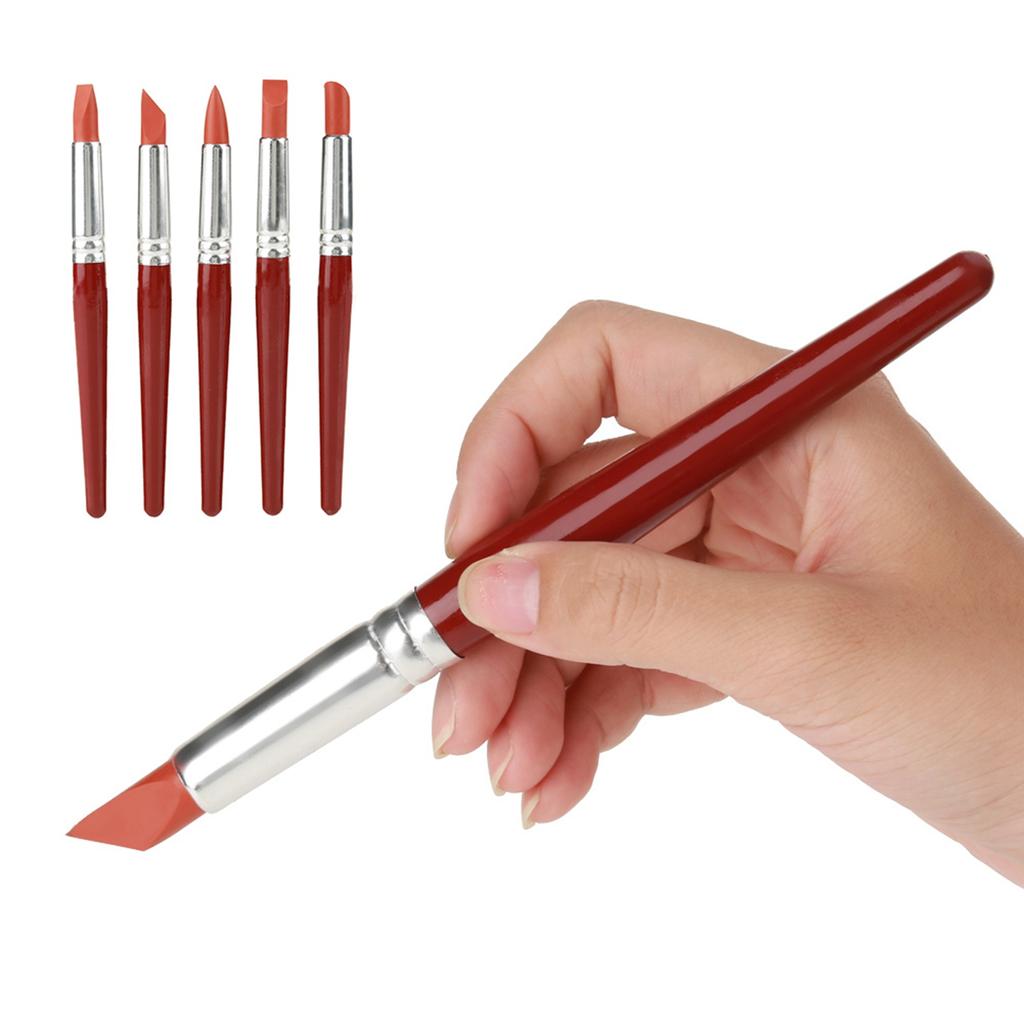 5pcs Red Large Sized Rubber Tip Paint for Clay Sculpture Pottery Shaping Carving Tool