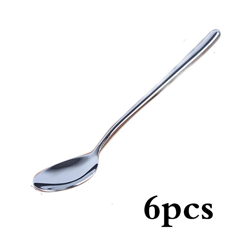 8.7'' Long Hand Grip Dinner Spoon Stainless Steel Table Spoon Round Dessert Mixing Scoop Hollow Handle Cooking Room Tableware 2/6/10Pcs