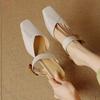 Comemore Baotou Sandal Slippers Summer New Casual Outside Wear Leather High-heeled Solid Mules Half Slipper for Women
