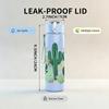 1PC Desert Cactus Plant Art Print 750ml Color Plastic Sports Water Bottle Leakproof Flip Straw Lid Suitable for Sports Office Home Use