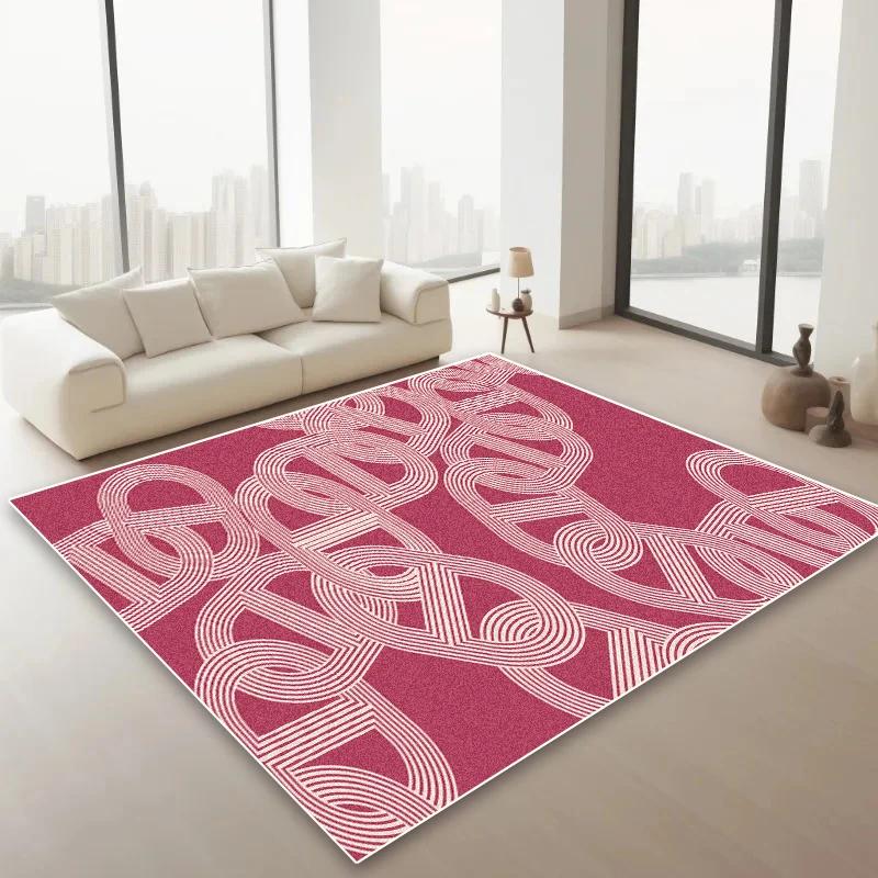 

French Chain Design Area Rug Non-Slip Fluffy Plush Carpet for Living Room Bedroom Bedside Floor Mat Soft Home Decor 80x120cm