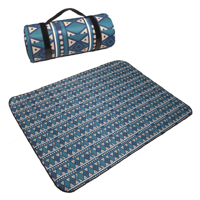 New Bohemia Retro Aluminum Film Base Foldable Picnic Blanket with Storage Rope Composite Process Camping Waterproof Damp-Proof Mat Outdoor Supplies