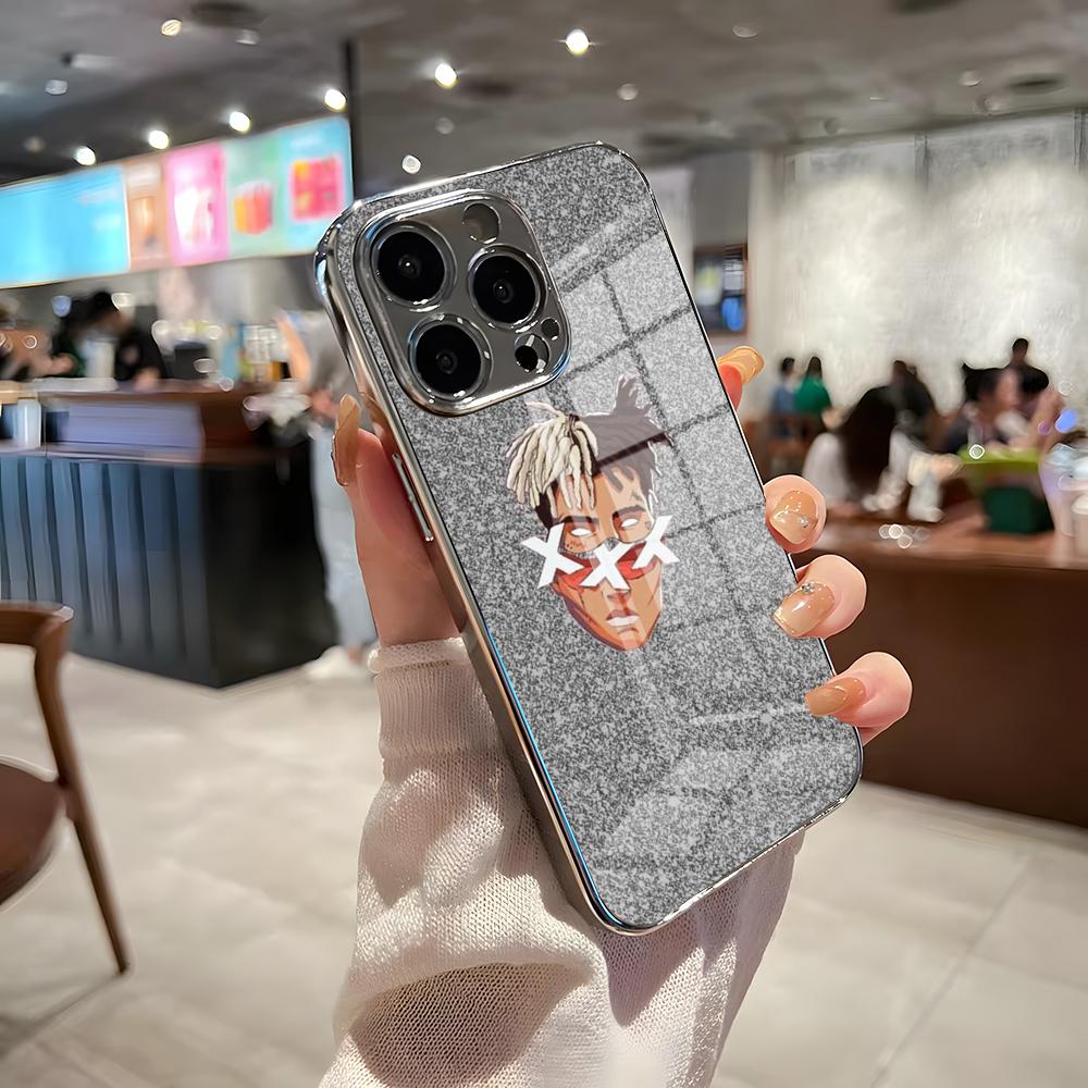 Rapper XXXTENTACION Telefoonhoesje Voor IPhone 17 Pro Max 15 Pro 16 14 Plus 12 13 Mini 11 Pro Schokbestendige Geplateerde Glazen Cover