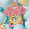 T-shirt Estiva 3D Manica Corta Bluey per Bambini, Fresca, Asciugatura Rapida, Stampa Cartoni Animati Anime, Maglietta Traspirante per Ragazzi e Ragazze 2026