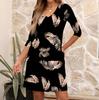 Women's  Casual Loose Comfortable Print V-Neck 3/4 Sleeve Dress