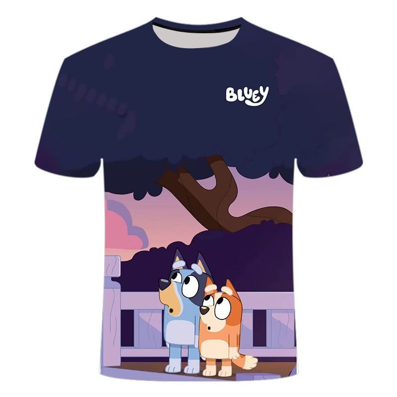T-shirt 3D Bluey Cartone Animato per Bambini 2026 Estate Fresca Asciugatura Rapida Manica Corta Stampa Anime Maglietta Casual per Ragazzi e Ragazze Quotidiana