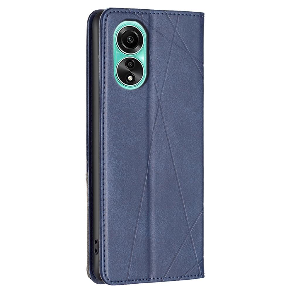 For Oppo A78 4G Stand Flip Cover PU Leather Imprinted Line Card Slots Phone Case