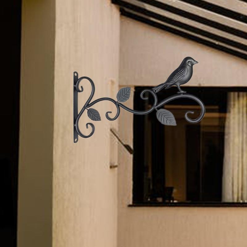 Iron Hanging Bracket Wall Hook Plant Hanger for Bird Feeder Lanterns Flower Brackets Wind Outdoor Decoration